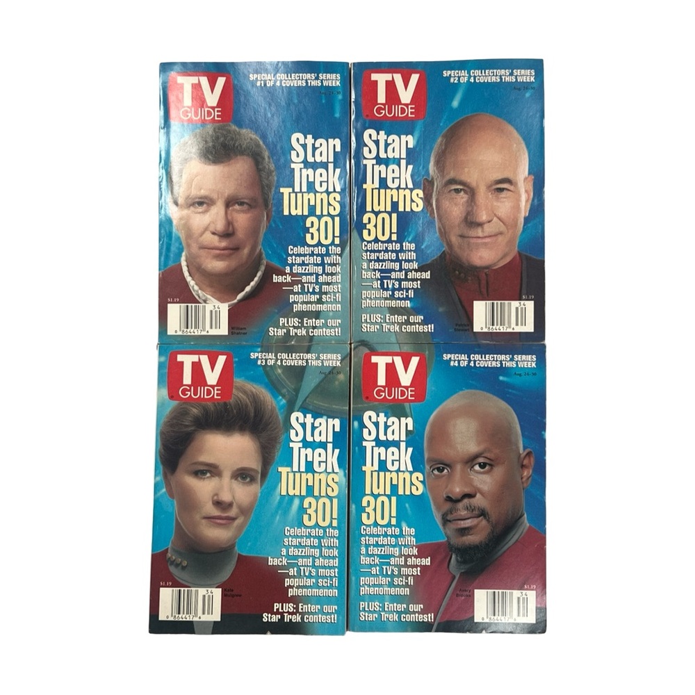 TV Guide Aug 1996 Star Trek Turns 30 Complete 4-Cover Set Shatner Stewart Brooks